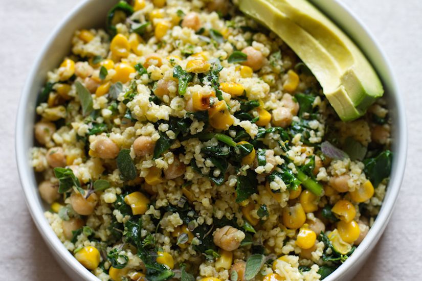Lemony Millet Salad With Chickpeas, Corn & Spinach (Recipe) | FOOD MATTERS®