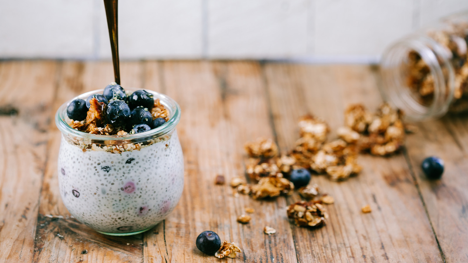 Coconut Blueberry Chia Pudding with Granola | FOOD MATTERS®